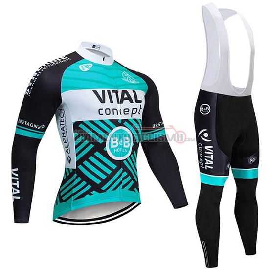 Abbigliamento Ciclismo Vital Concept Manica Lunga 2019 Blu Bianco Nero